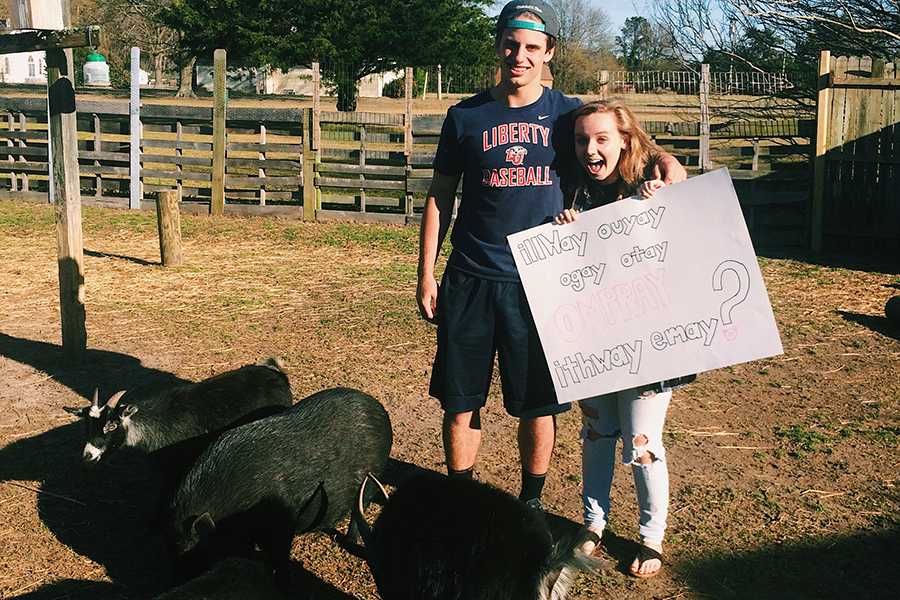 Creative promposals by Leslie Jennings in the barnyard, Kira Foster in the driveway, and Ethan Smith and Hunter Snyder on the tennis courts are among the creative ways students have prepped for prom night.