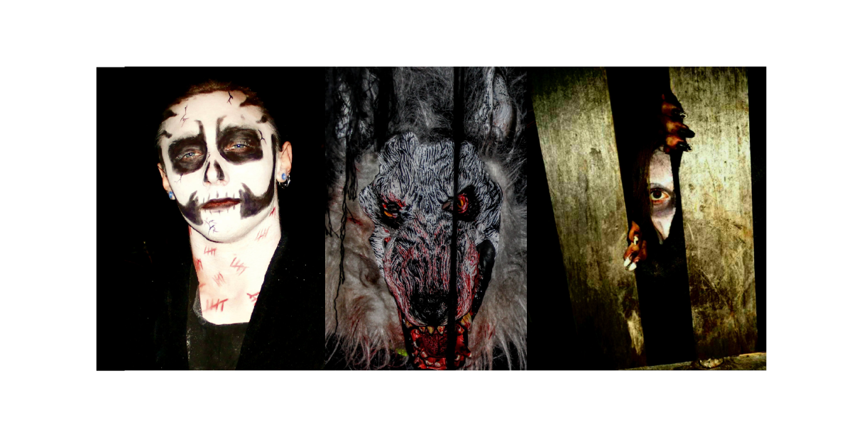 Terrifying costumes are part of the fun for the workers every fall at Wanchese Woods, including senior Kade Kepler (left)  Photos courtesy of Wanchese Woods.