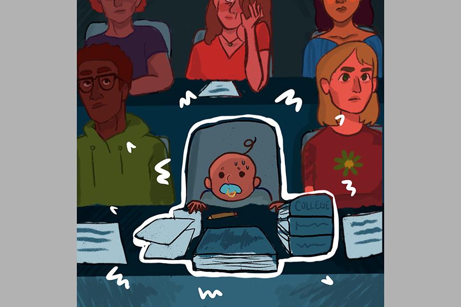 Younger and younger students are pushing to earn college credit in high school classes that they may not be prepared to take. ILLUSTRATION BY SAVANNAH SAWIN/Special to Nighthawk News