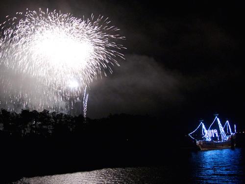 Colorful fireworks illuminate the sky on the Manteo Waterfront to celebrate New Year's.